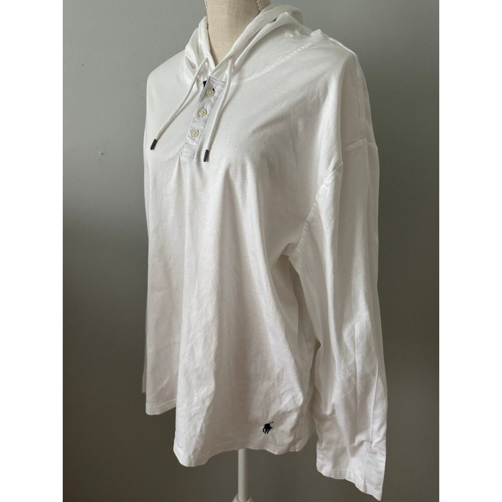 POLO Ralph Lauren Men's White Long Sleeve Henley Hoodie Size Large